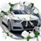 Allony Autoschmuck Hochzeit, Auto Deko Hochzeit, Traumhafter Hochzeit Autoschmuck, Autoschmuck Hochzeit Motorhaube, Kommt mit 9 extra Starken Saugnäpfen, Hochzeits Weiß Gaze Rosendekoration Set