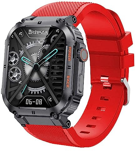 Blueshaweu Armband Kompatibel Für GaWear Smartwatch Herren 1,96 Zoll K57, Sport Silikon Ersatz Uhrenarmband Für LIGE K57/ EIGIIS K57Pro/ GaWear K57 Smartwatch (rot)