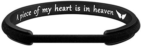 Gedenkschmuck Haargummi gerillt Manschette Armreif Armband A Piece of My Heart is In Heaven In Memory Of Loved One Sympathy Geschenk, Edelstahl