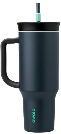 Owala Stainless Steel Triple Layer Insulated Travel Tumbler with Spill-Resistant Lid, Straw, and Carry Handle, 1185ml, Gray (Foggy Tide)