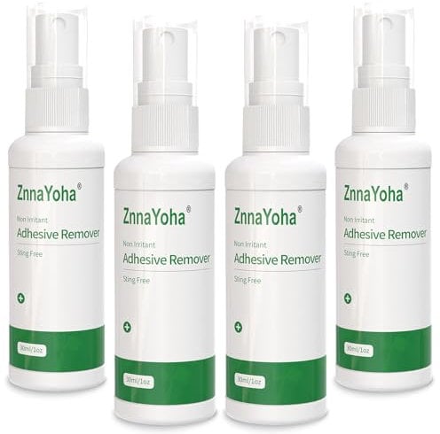 Adhesive Remover Spray, No-Sting Medical Adhesive Spray, Ideal for Ostomy Patients, Sensitive Skin and Bandage Removal, Low Residue, Quick Dry, Non-Sticky Formula (4 PCS)