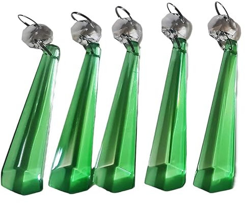 5 Smaragdgrüne Kronleuchter Tropfen Eiszapfen Tropfen Cut Glas Kristalle Perlen Prismen Sonnenfänger Ornamente Vintage Hochzeit Dekorationen Retro Licht Lampe Teile