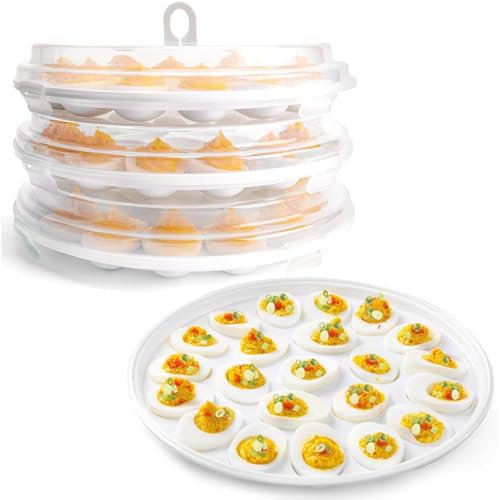 HANSGO 3-Piece Deviled Egg Platter with Lid - Egg Containers for Festival, Party, Home & Kitchen