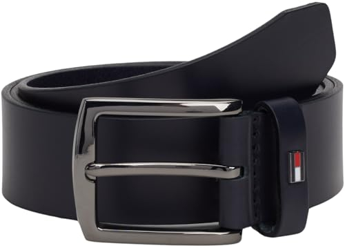 Tommy Hilfiger Herren Gürtel Denton mit Flagge aus Leder, Blau (Space Blue), 105 cm