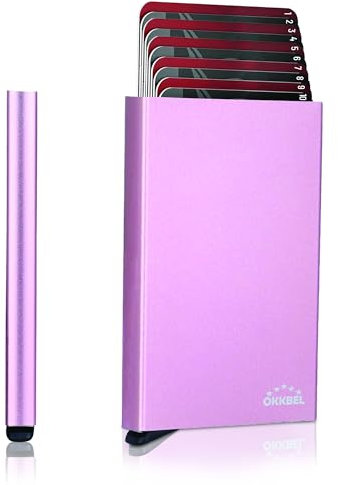 Porte Carte Bancaire Sécurise Anti Piratage Peut Ranger 8 a10 Cartes Femme et Homme Rigide Métalique en Aluminium-Porte Carte Credit Pop up en Métal avec Protection Anti RFID sans Contact OKKBEL