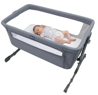 Chicco Next2Me Essential Infant Cosleeping Crib, nachhaltig, kompatibel mit verschiedenen Betten, höhenverstellbar, neigbar, Gute Luftzirkulation, Matratze und Tasche enthalten, 0-6 m