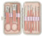 GZSYWZ Nagelknipser-Set, professionelle Nagelpflege-Werkzeuge, Edelstahl, mit Knopfbox, Rosa, tragbar, Maniküre, Nagel-Schönheit, Geschenk-Set, Reisen, multifunktional, 10 Stück