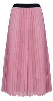COTIDI Jupe plissé Longue mi-Longue pour Femme Taille élastique Made in Italy (Rose)