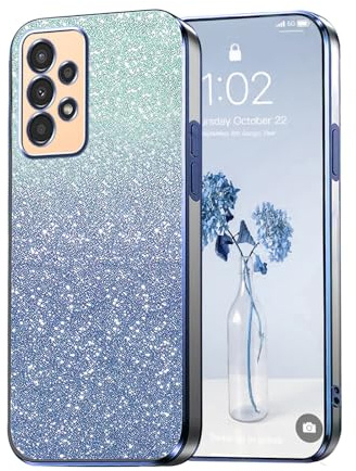 PanXCase Glitzer Hülle für Samsung Galaxy A13 4G | Transparente Glitzer-Handyhülle für Mädchen/Frauen, Elegant, Bling und Durchsichtig, Ultradünn, Stoßfeste Schutzhülle, Blue