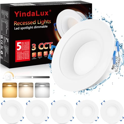 YindaLux LED Einbaustrahler 230V IP65, 5W Dimmbar LED Spots, Deckenspots Einbauleuchten 68-80mm, Mini Slim 42mm Ultra Flach Warmweiß 3000K Neutralweiß 4000K Kaltweiß 6500K, Led Spot Weiß, 6er Set