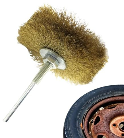 Drill Wire Brush For Rust Removal - Flat Wheel Shaped Polishing Cleaning Rotating Tool | Pen Wheel Cup Brushes Abrasive Copper Brass Wire Wheel Brush Tool for All Kinds of Drill Bits