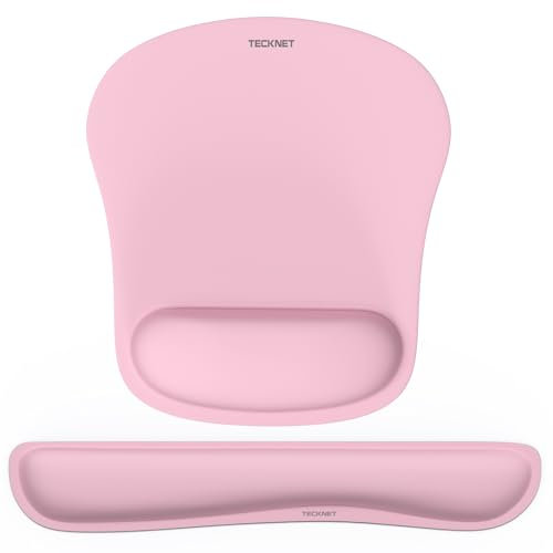 TECKNET Mauspad mit Handauflage, Gelkissen Mousepad und Ergonomische Memory Foam Tastatur Handgelenkauflage Set, Wasserdicht Mausunterlage für Computer und Laptop