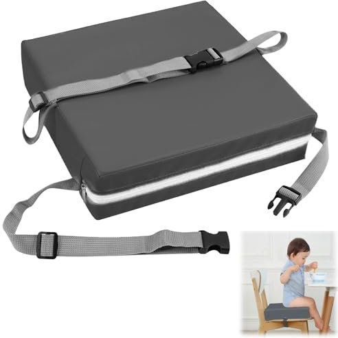 HENGBIRD PU Rialzo Sedia Bambini Cuscino da Tavolo, Regolabile Cuscino Rialzo per Bambini Cuscino per Sedia Seggiolino Lavabile Smontabile con 2 Cinghie per Sedia da Pranzo