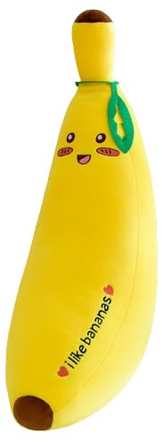 champracer Banane PlüSchtier Puppe Wurfkissen, PlüSch Kuscheltier Banane PlüSchkissen Spielzeug, Schmusetier Geschenk, zum Spielen und Kuscheln für Kinder MäDchen Jungen (35 cm,Glücklich)