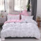 Freyamy Kinderbettwäsche 135x200cm 2teilig Weiß Rosa Cartoon Hase Kinder Wendebettwäsche 100% Microfaser Weiche Mädchen Bettwaren-Sets Bettbezug mit Reißverschluss und Kissenbezug 80x80cm