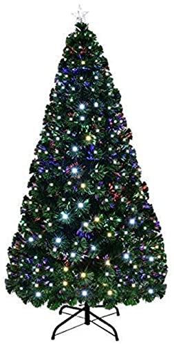 5Ft 6Ft Fiber Optic Christmas Tree Green Christmas Tree Top Star And Metal Stand Indoor Christmas Decoration Fashionable