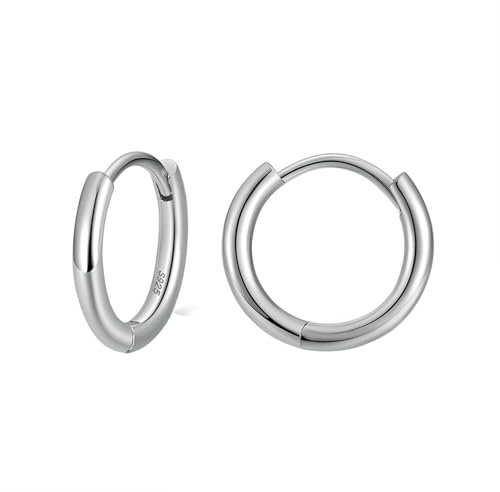 Ohrringe Silber 925, Glänzende Creolen, 14 mm, Silber