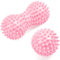 URAQT Massagebälle Faszienball, 2er Set Kleine Igelball Hart, Massagebälle zur Behandlung Von Muskelverspannungen, Massagebälle mit Noppen,für Rücken Beine Füße Hände (Rosa + Rosa)