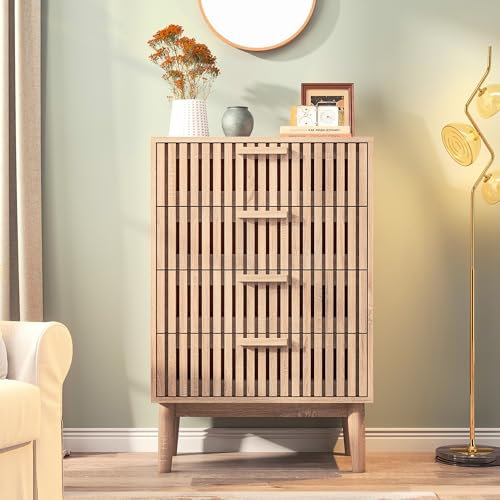 jeerbly Sideboard, Buffet Aufbewahrungsschrank mit 4 Schubladen aus Holz, Küchenschrank mit Arbeitsplatte, Kommode für Wohnzimmer Esszimmer, 60x34x91 cm - 2 Pack