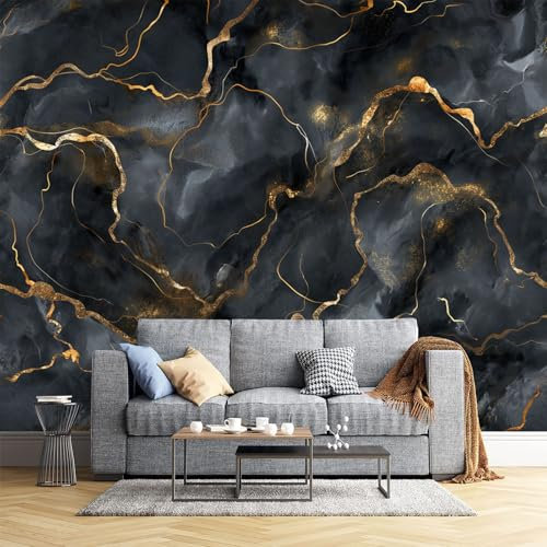 JEDTAKCT Lightning Stripe Wall Mural Photo Wallpaper Bedroom Decoration Poster Wall Covering 260X175Cm, Vintage Marble Panoramic Photo Wallpaper Mural
