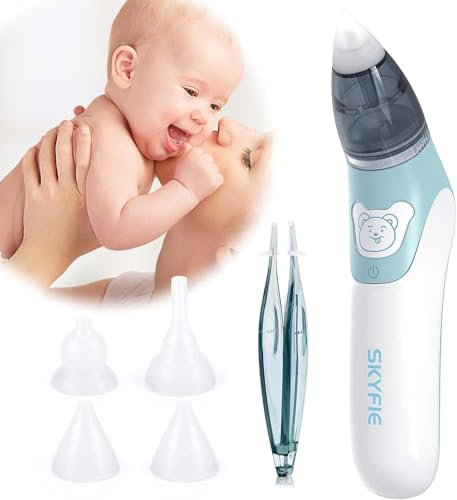 Nasensauger Baby, Elektrischer Nasenreiniger und Ohrenschmalzentferner Baby, Nasensauger für Babys mit 4 Wiederverwendbaren Düsen für Neugeborene, Kleinkinder und Säuglinge, Erwachsene Nasensauger