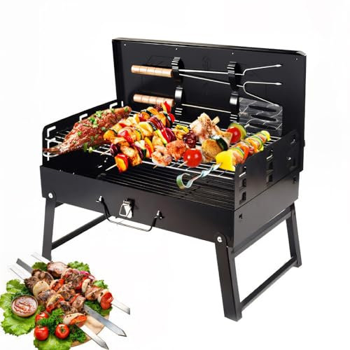 Premium Tragbarer Holzkohlegrill – Faltbar, Kompakt & Super Robust | 45×27×47 cm | BBQ-Grill mit Belüftung & Aschesystem | Perfekt für Camping, Garten, Balkon & Picknick