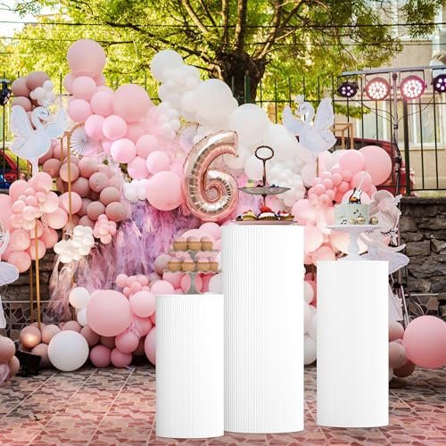 Zylinder Ständer für Party, 3 Stück Große Zylinderständer Metall Robuster Dekosäule Blumensäule Sockel Ständer für Partys, Hochzeiten, Geburtstage, Kuchen, Desserts, Blumen, Dekorationsständer