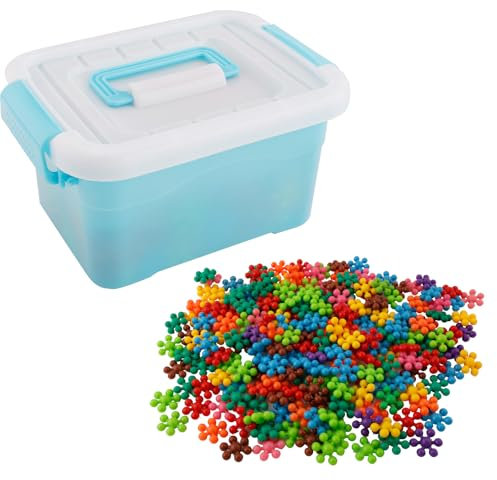 300uds Juego Bloques Construcción Flores Ciruelo, Plástico Bloques Construcción de Discos Entrelazados Juguetes Educativos Stem para Niños en Edad Preescolar Niñas 4 a 8 Años (Colorido)