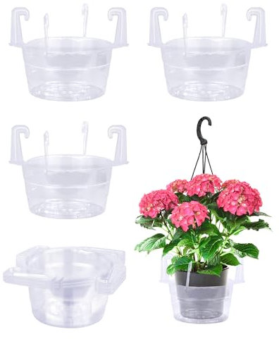 KOROI 10 Piece of 6 Inch Plastic Plant Hanging Drip Pans,Plant Pot Saucer Plant Water Catcher Drip Tray for Plant Hanging Basket Indoor & Outdoor Use