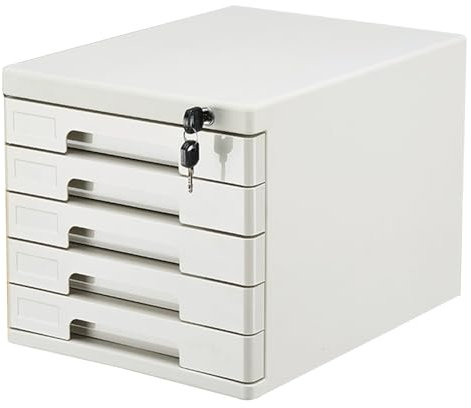 Schubladenbox – Abschließbarer A4-Aktenschrank Für Den Schreibtisch, Mehrschichtiger Schreibtisch-Organizer Mit Schloss Für Dokumente Und Zubehör(Grigio,5-Layers)