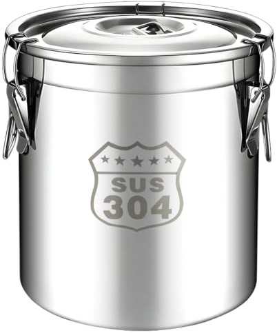GETBSTOOP 6/12/21/33L Stainless Steel Airtight Canister with Seal Lid Storage Container with Handles Oil Sugar Milk Storage Bucket for Household Kitchen Bar Restaurants