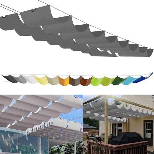 Einziehbares Welle Sonnensegel 0.6x4m, nach Maß Pergola Markise Verstellbar Schattenabdeckung 95% UV-Schutz & reißfest Inkl. Montageseilen für Terrasse Pergola Dunkelgrau