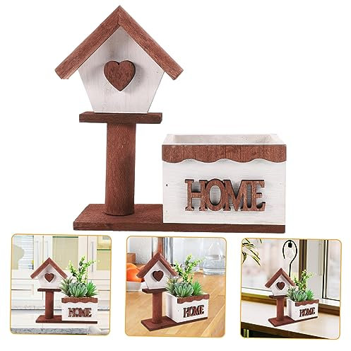 JOINPAYA Caja De Flores Artificiales Macetero De Madera Jardinera Decorativa para Plantas De Jardín Pequeña Casa De Madera para Decoración De Pared Balcón