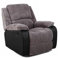 Eco Living Preston Manual Recliner Armchair – Jumbo Cord Upholstery with Faux Leather Sides, Full Chaise Lounge, Padded Back & Arms – Available in Brown or Grey (Grey)