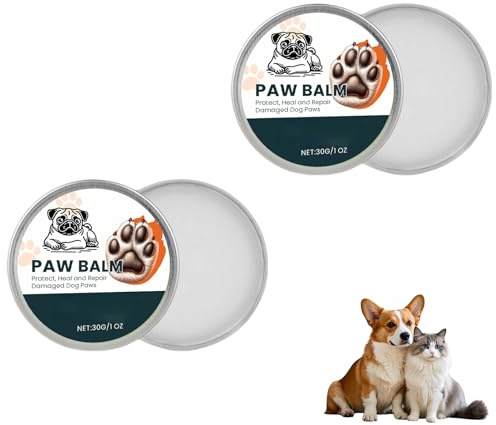30g Pfotenbalsam Hund mit Bienenwachs, Hundezubehör Balsam für Nase und Pfotenpflege, Nasen & Pfotenbalsam Sommer mit Vitamin E, Sheabutter, Kokosöl, Pfotenschutz Nasensalbe für Hund, Katzen (2PCS)