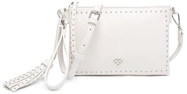 JFY Studs Tassel Zip Top Cross Body Bag (Off White)