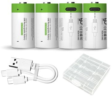 4 batterie CR123A CR17345 16340, USB Type-C CR123A, batterie ricaricabili agli ioni di litio, 3,7 V, 2500 mWh, 700 mAh, con cavo di ricarica