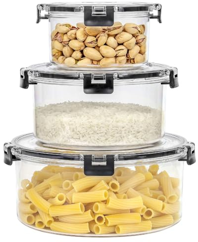 Taylor & Brown 3 Piece Stackable Food Storage Containers, Lunch Box, Plastic Airtight Seal with Lids, Reusable, Leak Proof, Microwave and Freezer Safe, BPA Free Food Containers (Round)