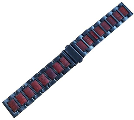 LMINGZE Bracelet de montre universel en bois et acier inoxydable, 22 mm, à dégagement rapide