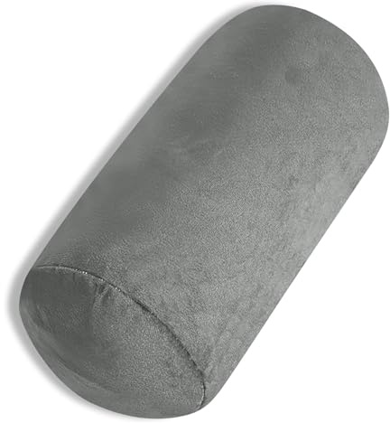 TaiBest Round Cylinder Bolster Pillow with Removable Velvet Cover, Tube Roll Cervical Pillow for Head, Neck, Back and Legs Support, 13x6 Inch, Grey