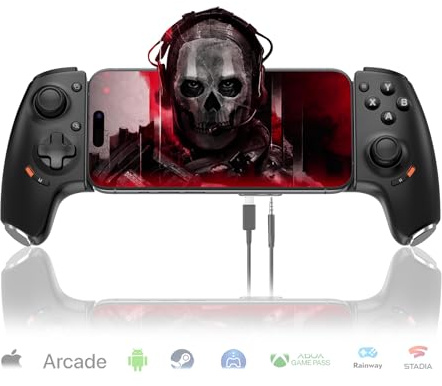 Type C Mobile Gaming Controller for Android & iPhone 17/16/15 Series (USB-C), Phone Controller with Hall Joystick & Triggers, Remote Play/Xbox Streaming/Cloud Game/COD, jack audio da 3,5 mm, nero