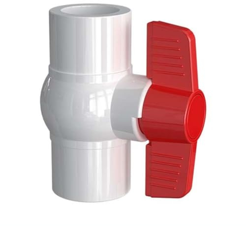 ZGHQHCDRH 2 Stück PVC-Kugelhähne, 20/25/32/40/50 Mm Absperrventilanschluss Mit Rotem T-Griff, Geeignet for Schwimmbäder, Rohrleitungen Und Bewässerungssysteme(50mm)