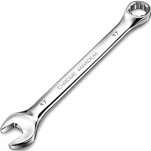 PaYuanRaoTi 17mm Ratcheting Combination Wrench, Heavy-Duty Chrome Vanadium Steel with 12-Point Box End, 72-Tooth Mechanism, Professional Scaffold Spanner 17mm / Rigger Jigger for Automotive & Repair