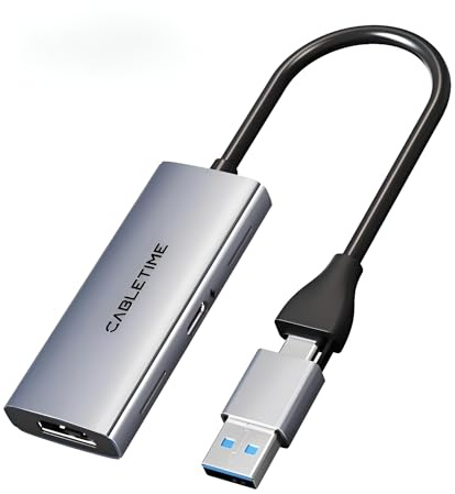 Genérico 4K HDMI auf USB 3.0 Video Capture mit 100W PD Ladung, 1080P 60Hz Aufnahme für Streaming, USB-C und USB-A Adapter, kompatibel mit Nintendo Switch, Steam Deck, PS5, Xbox, OBS, Twitch.