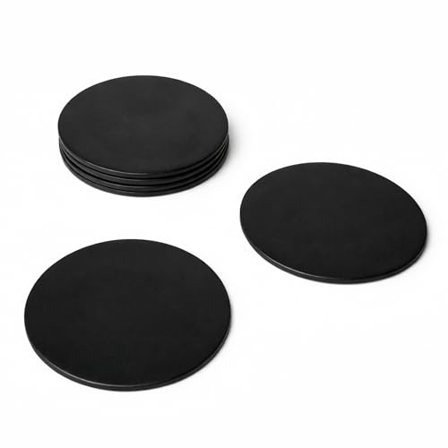 Kidia Lot de 6 sous-verres premium en simili cuir imperméable – Design à 3 couches avec cuir recyclé – Diamètre 10 cm, épaisseur 3 mm – Résistant à la chaleur et aux taches (6, noir)