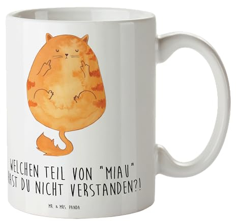 Mr. & Mrs. Panda Tasse Katze Mittelfinger - Geschenk, miau, Tasse Motive, Kaffeetassen, Mietze, Katzensouvenirs, Cats, Becher, Katzenaccessoires,