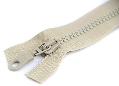 NTS Nähtechnik 1 Reißverschluss aus Kunststoff, Krampe, teilbar (Dunkelbeige, 60 cm)