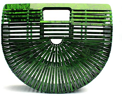 Damen-Clutch, Bambus/Acryl, große Tragetasche, Strandtasche, Grün, Grün , Large