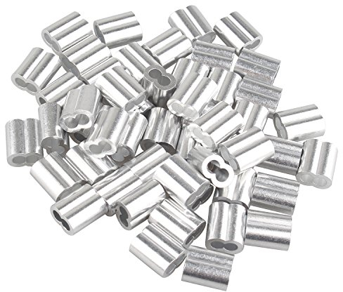 Futheda 50 Stück Aluminium Crimpzange mit Doppelhülsen/Löchern für 4,0 mm Kabel Drahtseil Silberton