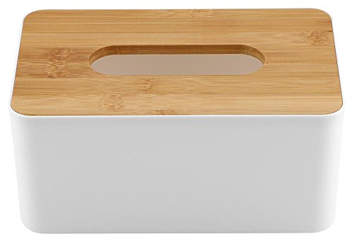 Caja de pañuelos de Madera y plástico con Cubierta de pañuelos extraíble, Organizador Cuadrado y Rectangular para Escritorio de Oficina en casa (Rectangular)